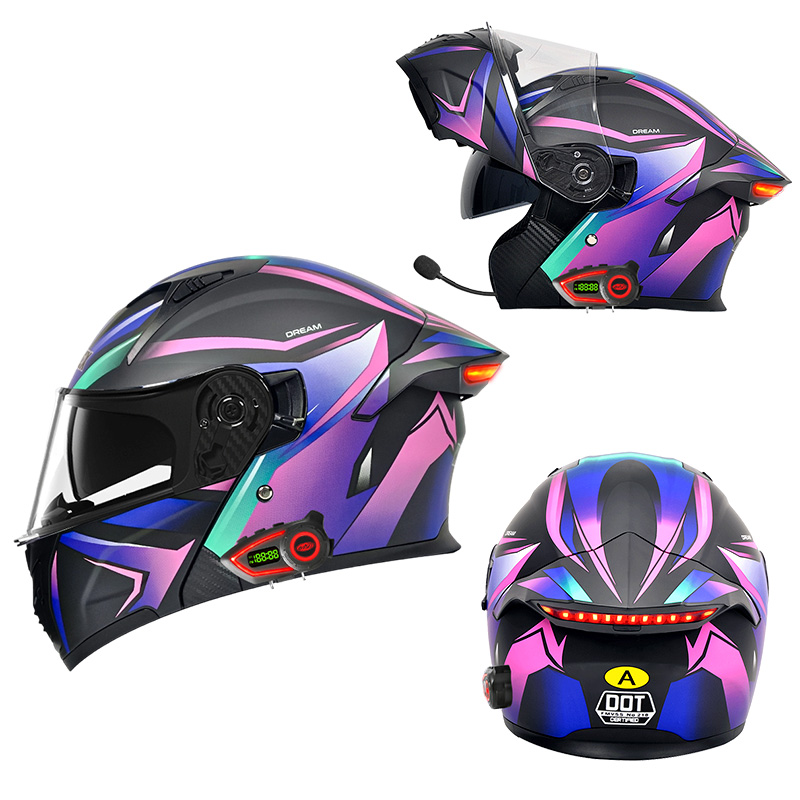 Modular Flip Up Motorcycle Helmet Dot Approved - Helm Motor DOT Double Visor Modular