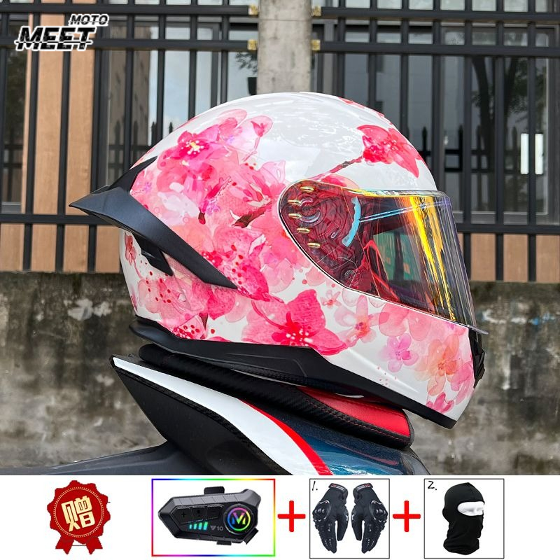 Full Face Motorcycle Helmet With Bluetooth - ORZ Helm Sepeda Motor Bluetooth Helm