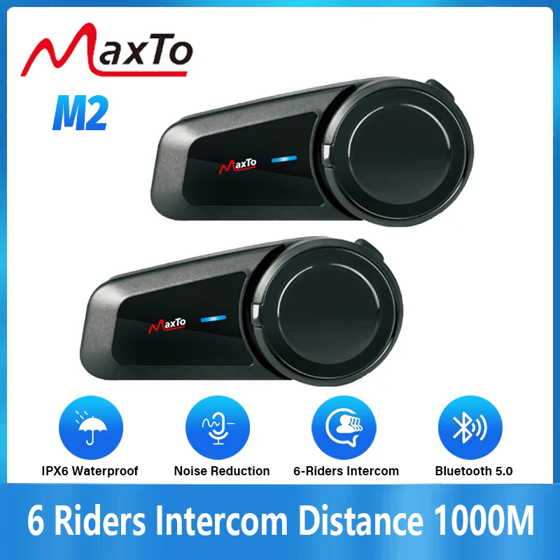Universal Motorcycle Helmet Intercom Headset - 2 Buah Maxto M2 Helm Sepeda