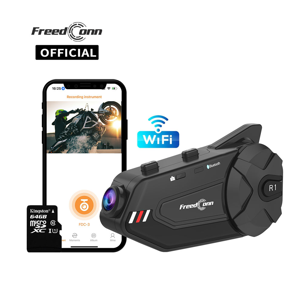 Universal Motorcycle Helmet Intercom Headset - Freedconn R1Plus Headset Helm Interkom Motor