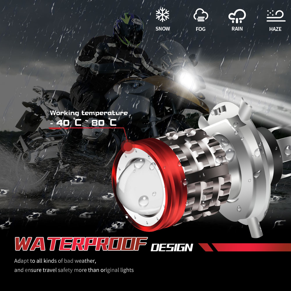Universal Motorcycle Led Headlight Projector - Lampu depan LED Universal H4 Motor,