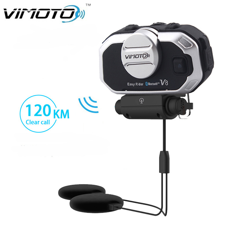 Full Face Motorcycle Helmet With Bluetooth - Vimoto V8 Headset Helm Sepeda Motor