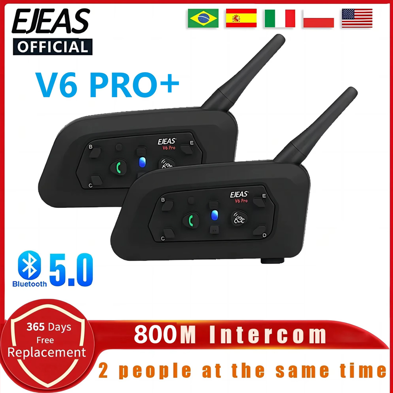 Universal Motorcycle Helmet Intercom Headset - EJEAS V6 PRO Headset helm motor