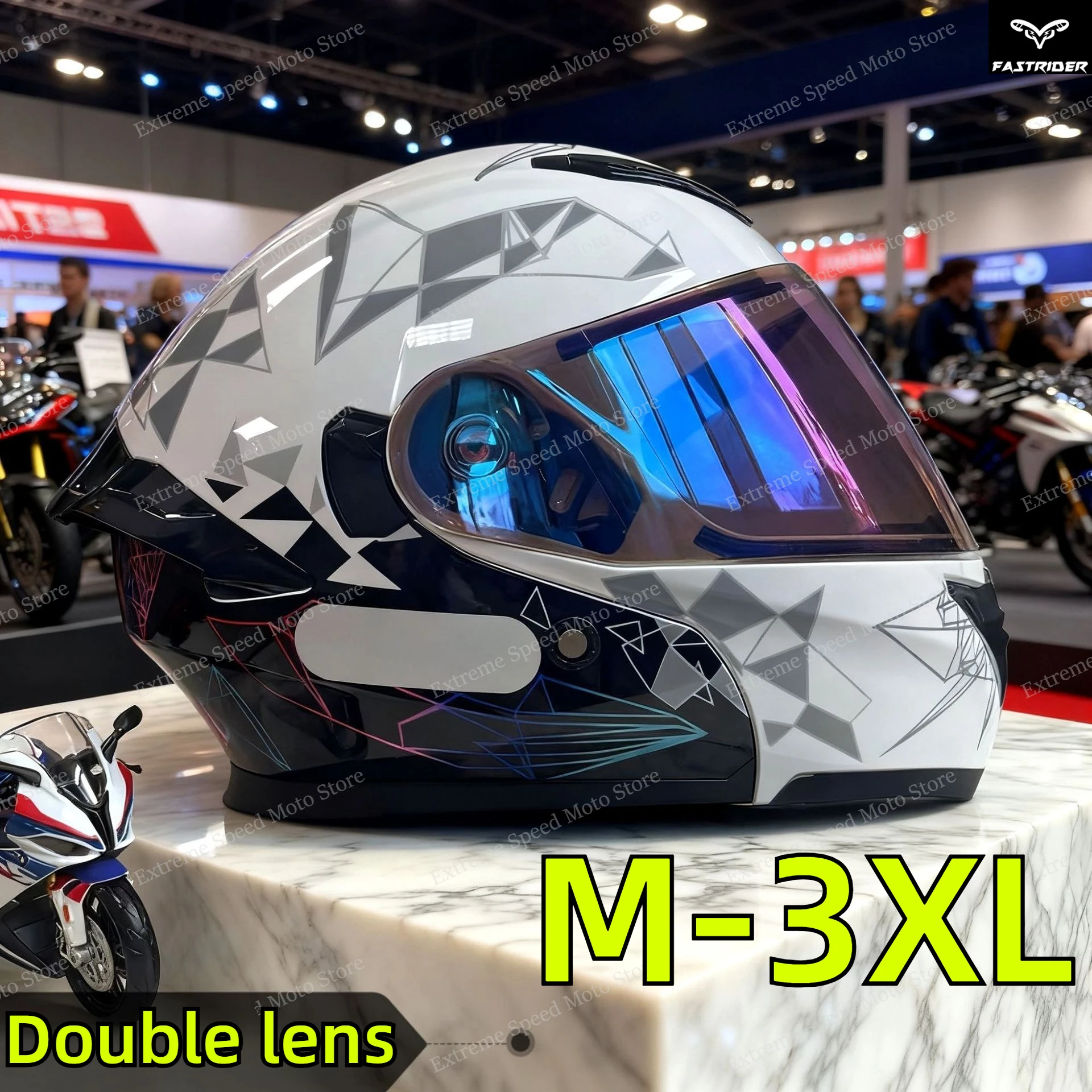 Dual Visor Motorcycle Racing Helmet - Helm Motor Modular Bersertifikasi, Helm Motor