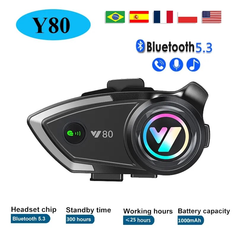Full Face Motorcycle Helmet With Bluetooth - Y80 Headset Bluetooth helm motor nirkabel,