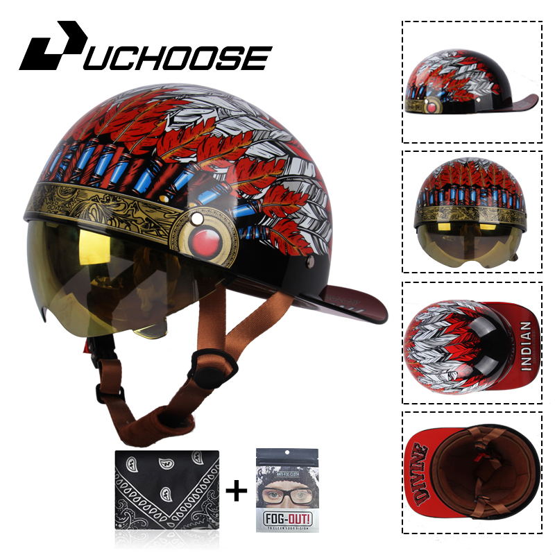 Helm sepeda Wanita Pria Motocr - Vintage Open Face Retro Helmet ulasan dan harga