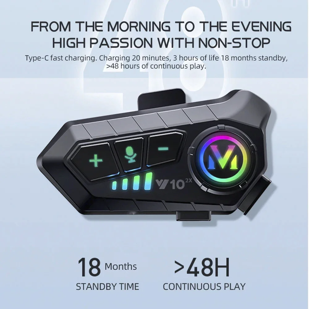 V10 2X Interkom Helm Motor Blu - Full Face Motorcycle Helmet With Bluetooth ulasan dan harga