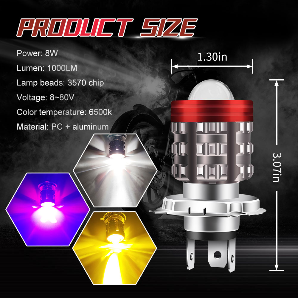 Lampu depan LED Universal H4 M - Universal Motorcycle Led Headlight Projector ulasan dan harga