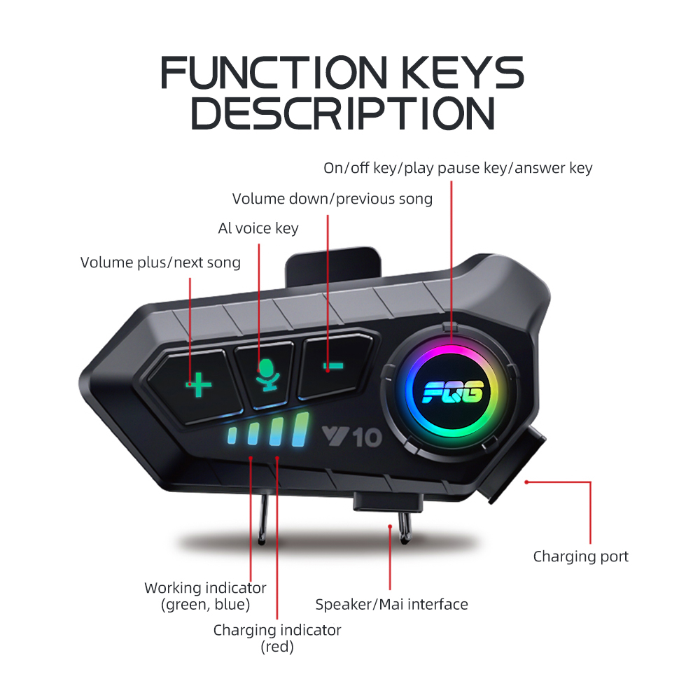 5.3 Headset helm sepeda motor  - Full Face Motorcycle Helmet With Bluetooth ulasan dan harga