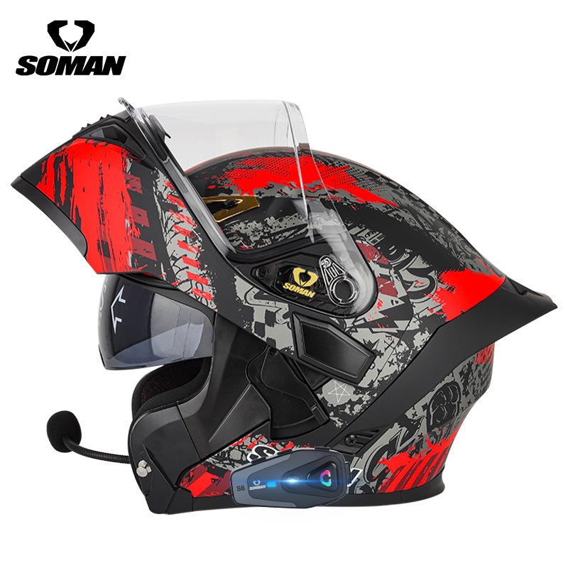 Helm Motor SOMAN Flip Up Full  - Dual Visor Motorcycle Racing Helmet ulasan dan harga