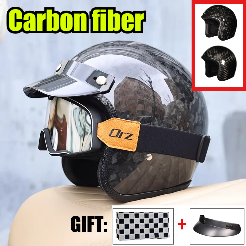 Helm Motor Serat Karbon Vintag - Carbon Fiber Lightweight Motorcycle Helmet ulasan dan harga