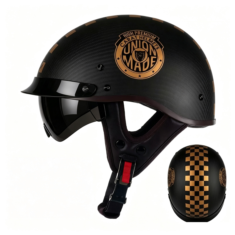 Helm Setengah Wajah Serat Karb - Carbon Fiber Lightweight Motorcycle Helmet ulasan dan harga