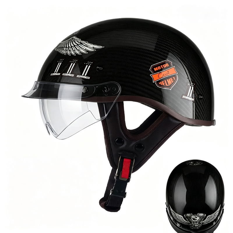 Helm Setengah Wajah Serat Karb - Carbon Fiber Lightweight Motorcycle Helmet ulasan dan harga