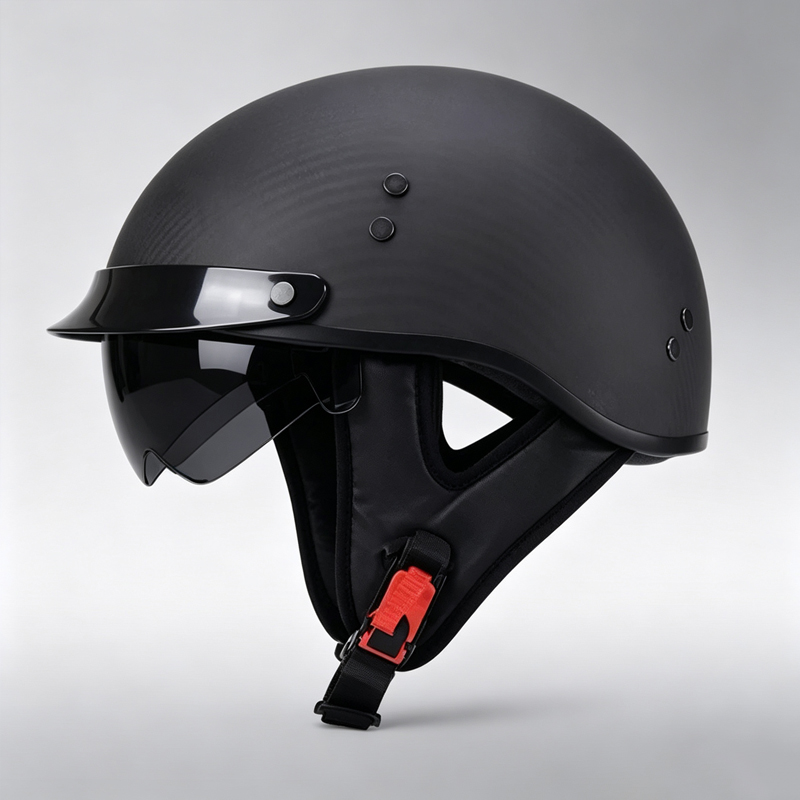 Helm Setengah Wajah Serat Karb - Carbon Fiber Lightweight Motorcycle Helmet ulasan dan harga