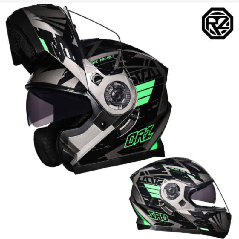 Orz helm motor, Visor ganda Fu - Modular Flip Up Motorcycle Helmet Dot Approved ulasan dan harga