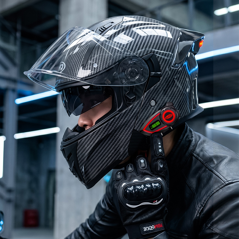 Helm Motor Bahan ABS Double Vi - Modular Flip Up Motorcycle Helmet Dot Approved ulasan dan harga